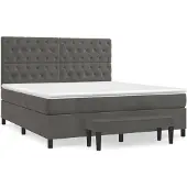 vidaXL Boxspring met matras fluweel donkergrijs 160x200 cm