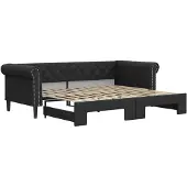 vidaXL Slaapbank met onderschuifbed 90x200 cm kunstleer zwart