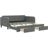 vidaXL Slaapbank onderschuifbed en lades 90x190 cm stof donkergrijs