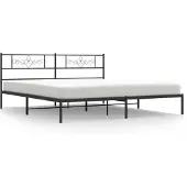 vidaXL Bedframe met hoofdeinde, metaal, zwart, 193x203 cm
