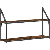 vidaXL Wandrek 2-laags 80x21x51 cm bewerkt hout gerookt eikenkleurig