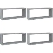 vidaXL Wandschappen kubus 4 st 60x15x23 cm bewerkt hout grijs sonoma