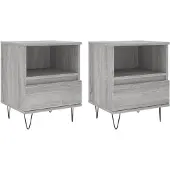 vidaXL Nachtkastjes 2 st 40x35x50 cm bewerkt hout grijs sonoma eiken