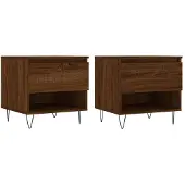 vidaXL Salontafels 2 st 50x46x50 cm bewerkt hout bruin eikenkleur