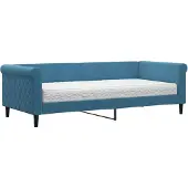 vidaXL Slaapbank met matras 90x200 cm fluweel blauw