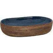 vidaXL Opzetwasbak ovaal 59x40x14 cm keramiek bruin en blauw