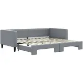 vidaXL Slaapbank met onderschuifbed 100x200 cm stof lichtgrijs