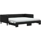 vidaXL Slaapbank met onderschuifbed en matrassen 100x200 cm stof zwart