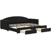 vidaXL Dagbed uitklapbaar met lades, zwart, 90x190 cm, fluweel