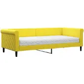 vidaXL Slaapbank met matras 90x200 cm fluweel geel
