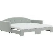 vidaXL Slaapbank onderschuifbed matrassen 100x200cm fluweel lichtgrijs