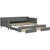vidaXL Slaapbank onderschuifbed en lades 100x200 cm stof donkergrijs