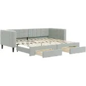 vidaXL Dagbed uitklapbaar met lades, lichtgrijs, 90x200 cm, fluweel