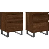 vidaXL Nachtkastjes 2 st 40x35x50 cm bewerkt hout bruin eikenkleur