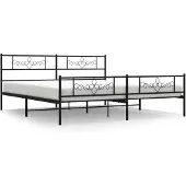 vidaXL Bedframe met voetbord zonder matras metaal zwart 180x200 cm