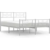 vidaXL Bedframe met hoofd- en voeteneinde metaal wit 120 x 190 cm