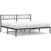 vidaXL Bedframe met hoofdbord metaal zwart 193x203 cm