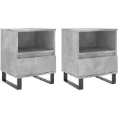 vidaXL Nachtkastjes 2 st 40x35x50 cm bewerkt hout betongrijs