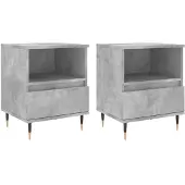 vidaXL Nachtkastjes 2 st 40x35x50 cm bewerkt hout betongrijs