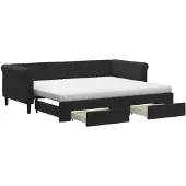 vidaXL Slaapbank met onderschuifbed en lades 90x200 cm fluweel zwart