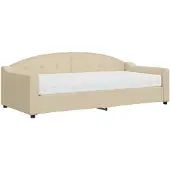 vidaXL Slaapbank met matras 90x200 cm stof crèmekleurig