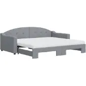 vidaXL Slaapbank onderschuifbed en matrassen 90x190 cm stof lichtgrijs