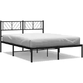 vidaXL Bedframe met hoofdbord metaal zwart 140x190 cm