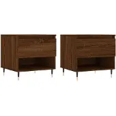vidaXL Salontafels 2 st 50x46x50 cm bewerkt hout bruin eikenkleur