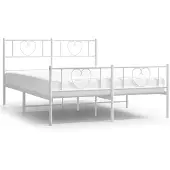 vidaXL Bedframe met hoofd- en voeteneinde metaal wit 150x200 cm