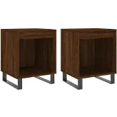 vidaXL Nachtkastjes 2 st 40x35x50 cm bewerkt hout bruin eikenkleur