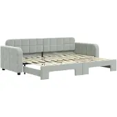 vidaXL Slaapbank met onderschuifbed 80x200 cm fluweel lichtgrijs