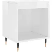 vidaXL Nachtkastje 40x35x50 cm bewerkt hout hoogglans wit