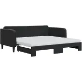 vidaXL Slaapbank onderschuifbed en matrassen 90x190 cm fluweel zwart