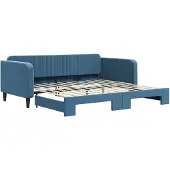 vidaXL Slaapbank met onderschuifbed 100x200 cm fluweel blauw