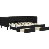 vidaXL Dagbed uitklapbaar met lades, zwart, 90x190 cm, fluweel