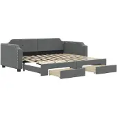 vidaXL Slaapbank onderschuifbed en lades 90x190 cm stof donkergrijs