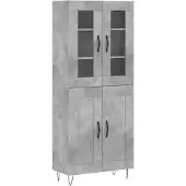 vidaXL Hoge kast 69,5x34x180 cm bewerkt hout betongrijs