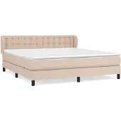 vidaXL Boxspring met matras kunstleer cappuccinokleurig 160x200 cm