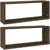 vidaXL Wandschappen kubus 2 st 60x15x23 cm bewerkt hout bruin eiken