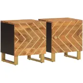 vidaXL Nachtkastjes 2 st massief mangohout bruin en zwart