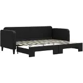 vidaXL Slaapbank met onderschuifbed 80x200 cm stof zwart