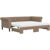 vidaXL Slaapbank onderschuifbed en matrassen 90x200 cm kunstleer