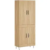 vidaXL Hoge kast 69,5x34x180 cm bewerkt hout sonoma eikenkleurig