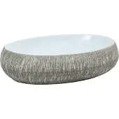 vidaXL Opzetwasbak ovaal 59x40x15 cm keramiek grijs en blauw