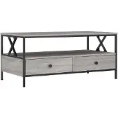 vidaXL Salontafel 100x51x45 cm bewerkt hout grijs sonoma eiken