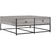 vidaXL Salontafel 100x99x40 cm bewerkt hout grijs sonoma