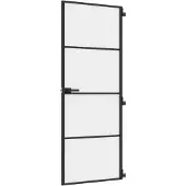 vidaXL Binnendeur smal 76x201,5 cm gehard glas en aluminium zwart