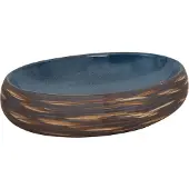 vidaXL Opzetwasbak ovaal 59x40x15 cm keramiek bruin en blauw