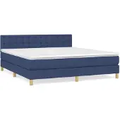 vidaXL Boxspring met matras stof blauw 160x200 cm