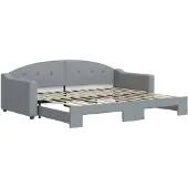 vidaXL Slaapbank met onderschuifbed 90x200 cm stof lichtgrijs